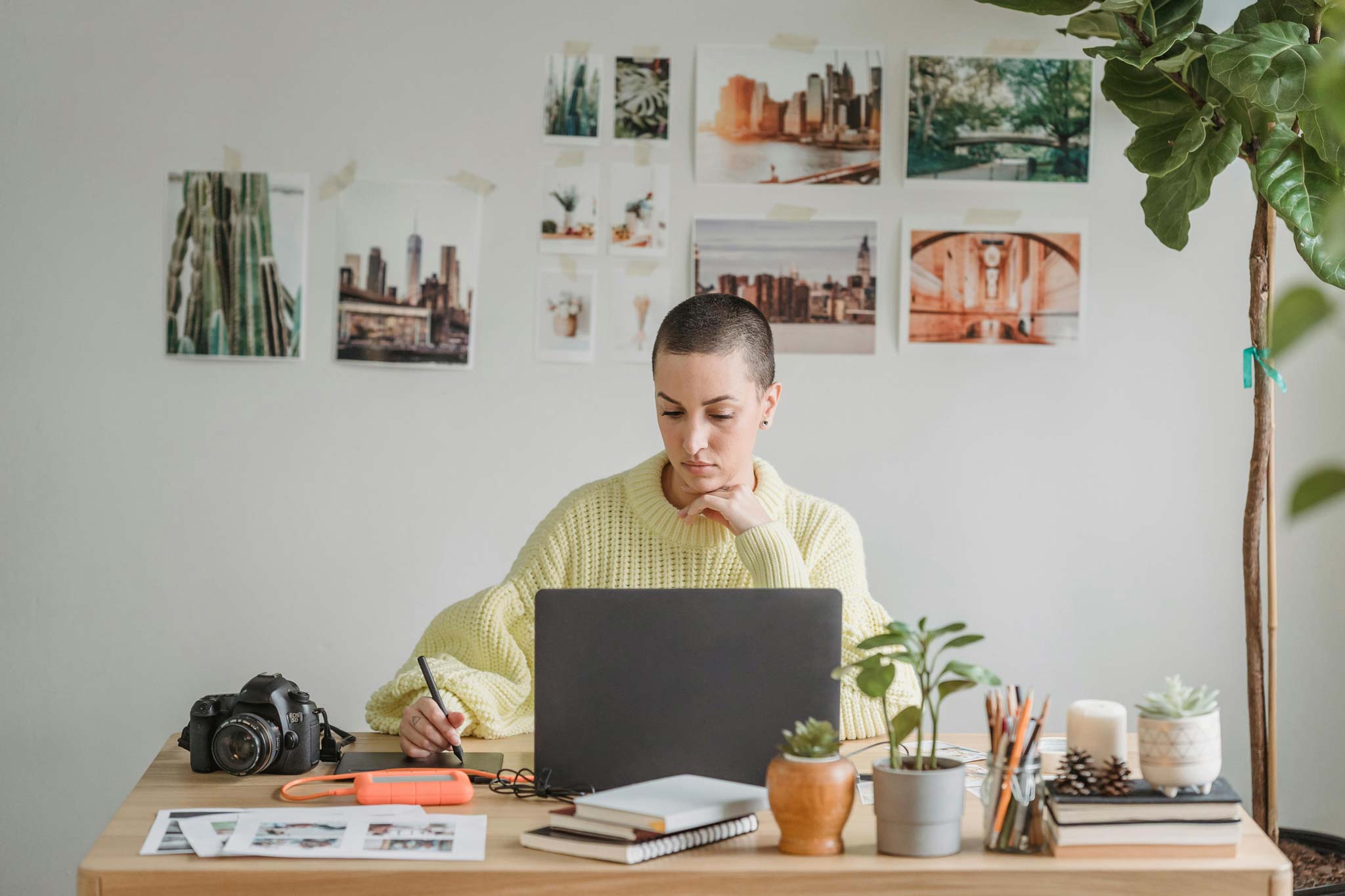 Woman using a laptop